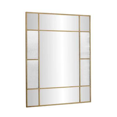 Fenton rectangular wall mirror with aged brass frame, 35-inch