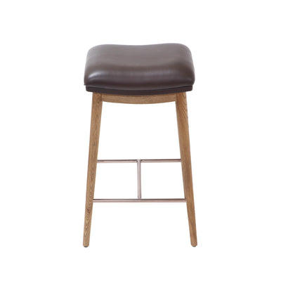 Auburn Wooden Counter Height Stool in Natural Ash Wood with Brown Leather, Product Code AU-BK-WO-CH-ST-BR