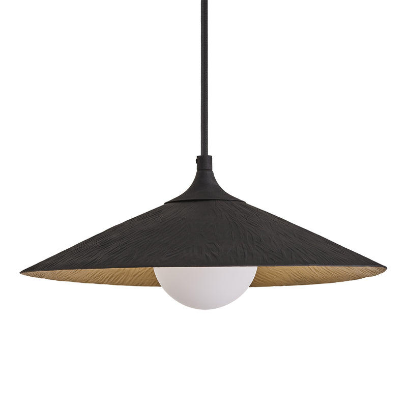 Brass & Black Flume Pendant Light - 17 Inch - FH-P17-B-BK