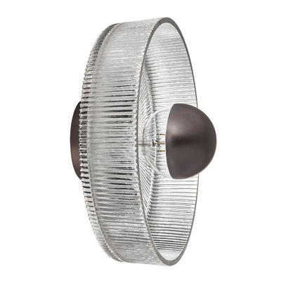 Ribbed Clear Glass Dish Wall Diffuser in 12 Inch with Bronze Holder