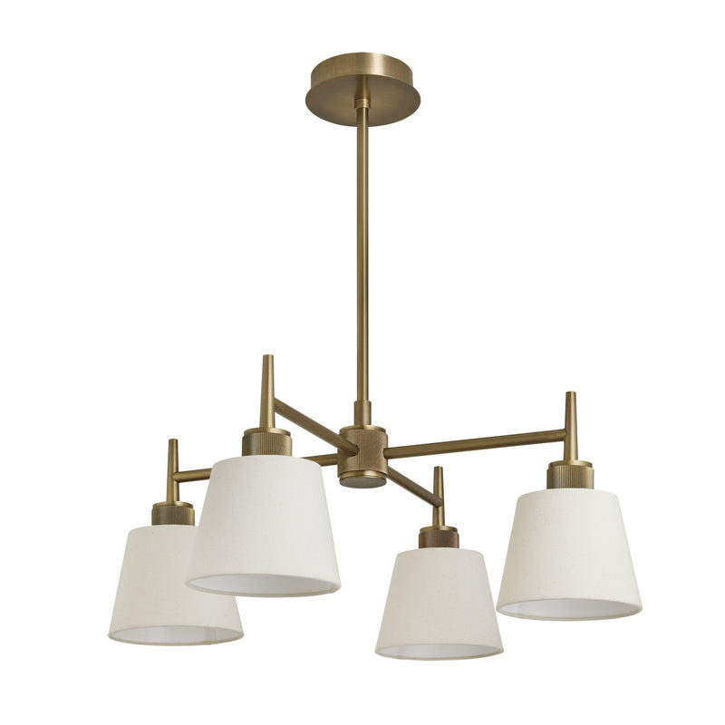 Henley 4 Arm Pendant Light with Natural Cotton Shades in Brass, Product Code HE-4AP-B-EM-S-NC-GT