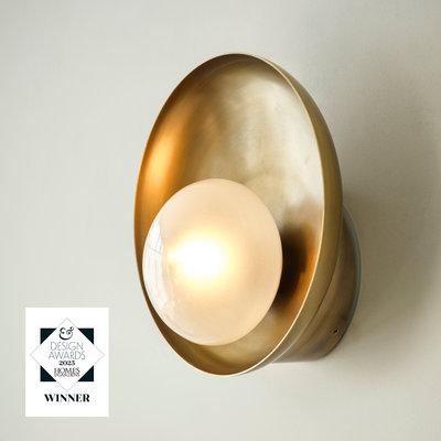 Hayle Outdoor & Bathroom Round Diffuser Wall Light - Brass - Outdoor IP65 Lights - Industville Lighting UK