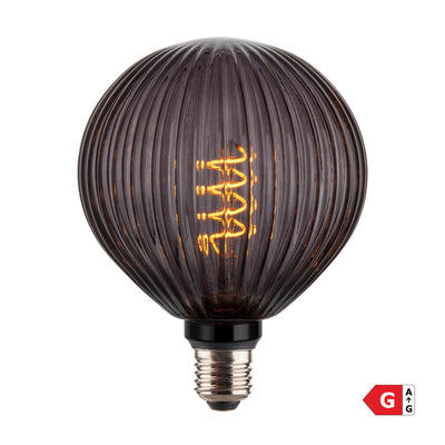 4W E27 dimmable LED spiral Edison bulb with fluted glass smoke grey finish globe