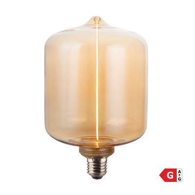 LED Single Filament Dimmable Cylinder shape Bulb - 4W E27 T130 in Amber finish