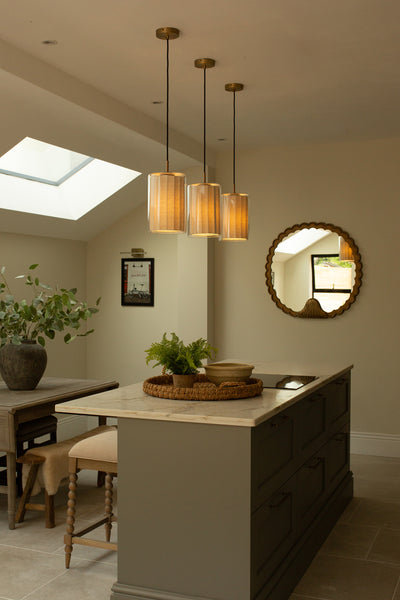 Bude Cylinder Linen Pendant Light - Clear Glass - Restaurant & Bar Lights - Industville Lighting UK