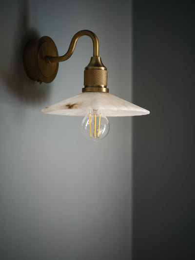 Noho Alabaster Fluted Slope Swan Neck Wall Light - 9 Inch - Noho Lighting - Industville Lighting UK