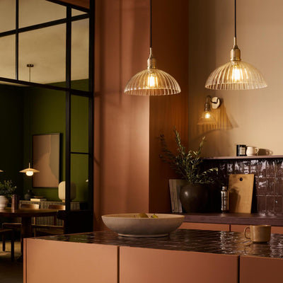 Noho Glass Ribbed Dome Pendant Light - 12 Inch - Noho Lighting - Industville Lighting UK