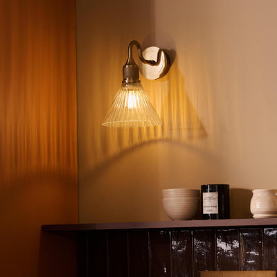 Noho Glass Ribbed Funnel Swan Neck Wall Light - 7 Inch - Noho Lighting - Industville Lighting UK