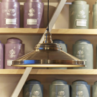 Brass with Brass Holder Brooklyn Giant Step Pendant - 18 Inch - BR-GSP18-B-BH