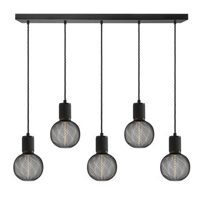 Black 5 Wire Cluster Pendant Industville Lighting Black Holder Knurled KN-E-3WCL-BK