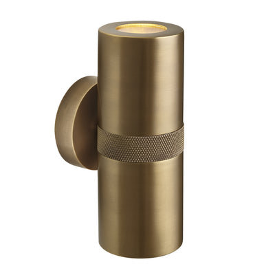 Knurled Outdoor & Bathroom Up Down Spot Light - Brass - Outdoor IP65 Lights - Industville Lighting UK