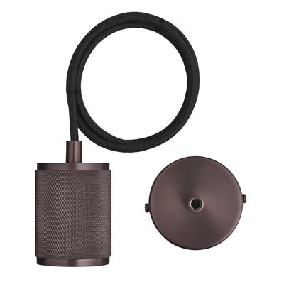 Knurled Large Edison Pendant - 1 Wire - Bronze Lights - Industville Lighting UK