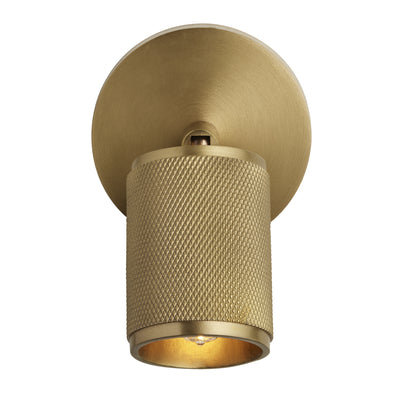 Knurled Spotlight - Single - Brass Finish - Low Ceiling Semi-Flush Mount Lights - Industville Lighting UK