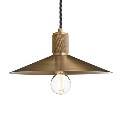 Knurled Slope Pendant Light in Brass Finish with Brass Holder