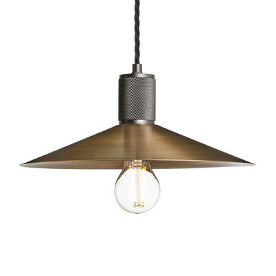Knurled Slope Pendant Light in Brass Finish with Pewter Holder