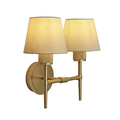 Knurled Empire Torch Double Wall Light - Light Natural Cotton - Restaurant & Bar Lights - Industville Lighting UK