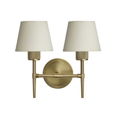 Knurled Empire Torch Double Wall Light - Light Natural Cotton - Restaurant & Bar Lights - Industville Lighting UK