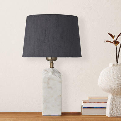 Marble Medium Ridge Table Lamp - White - Base Only