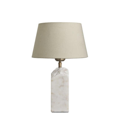 Marble Medium Ridge Table Lamp with Base and Natural Cotton Empire Shade in Medium, Industville MA-M-RITL-W-EM-M-NC