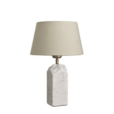 Marble Medium Ridge Table Lamp with Base and Natural Cotton Empire Shade in Medium, Industville MA-M-RITL-W-EM-M-NC