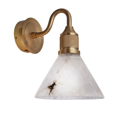 Noho Alabaster Fluted Funnel Swan Neck Wall Light - 7 Inch - Restaurant & Bar Lights - Industville Lighting UK