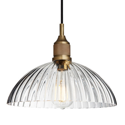 Noho Glass Ribbed Dome Pendant Light - 12 Inch - Noho Lighting - Industville Lighting UK