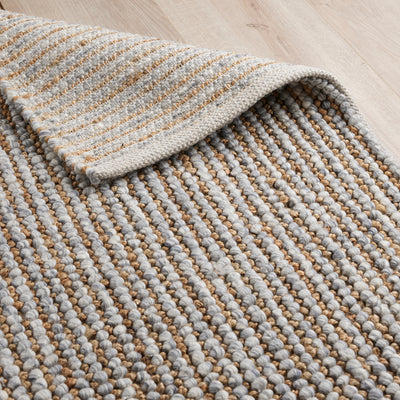Fara Hand Woven Jute & Wool Rug in Natural & Grey with Measurements 200 x 290 cm, Product Code RG-10-HWJW-N-GR-XL