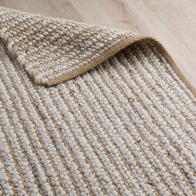 Petton Hand Woven Jute & Wool Rug in Natural & Cream with Measurements 170 x 240 cm, Product Code RG-11-HWJW-N-CR-L