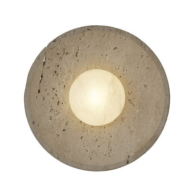 Travertine & Alabaster Stone Diffuser Wall Light - 10 inch - Natural - Low Ceiling Semi-Flush Mount Lights - Industville Lighting UK
