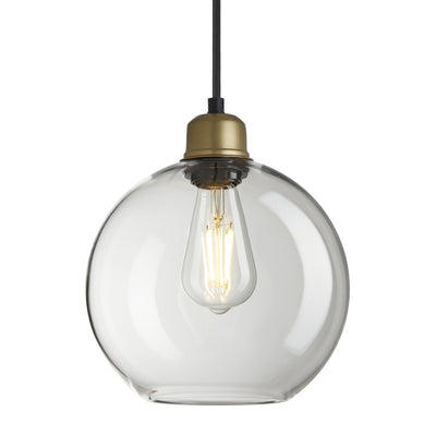 Orlando Glass Globe Pendant 9 Inch Clear with Brass Holder