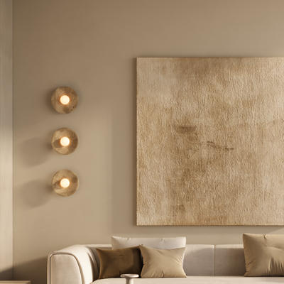 Travertine & Alabaster Diffuser Wall Light in 10 inch in Natural, Product Code TR-AL-WL10-N