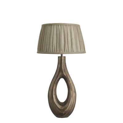 Ornate Ellipse Table Lamp in Brass with Linen Pleated Lampshade