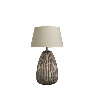 Ornate Thistle Table Lamp in Brass with Natural Cotton Empire Shade