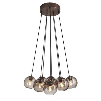 Preston Smoked Glass Globe 9 Wire Cluster Lights in 7 Inch with Bronze Holder