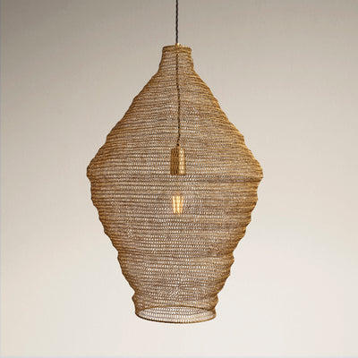 Diamond Beehive Wire Cage Metal Mesh Pendant Light in Brass, Product Code BE-WCMP-DI-B