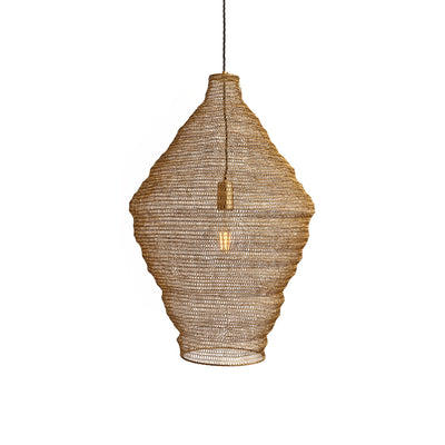 Diamond Beehive Wire Cage Metal Mesh Pendant Light in Brass, Product Code BE-WCMP-DI-B