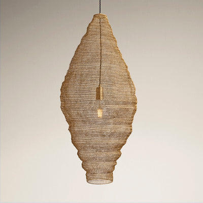 Oval Beehive Wire Cage Metal Mesh Pendant Light in Brass, Product Code BE-WCMP-O-B