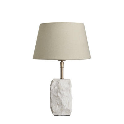Marble Small Ridge Table Lamp with White Base and Natural Cotton Coolie Empire Large Shade, Industville MA-S-RITL-W-CEM-L-NC