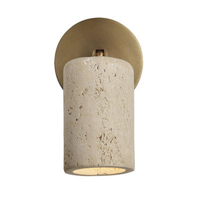 Travertine Single Spot Light in Brass