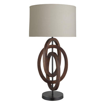 Wooden Geometric Circle Table Lamp - Walnut