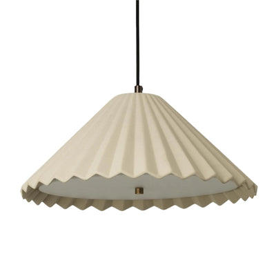 Wycombe Ceramic Umbrella Pleated Pendant Light in Natural finish, close up of the shade