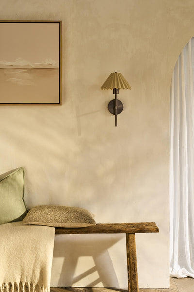 Wycombe Ceramic Umbrella Pleated Wall Light in Natural finish