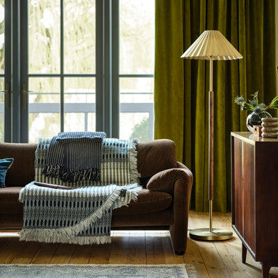 Wycombe Umbrella Pleated Floor Lamp in Brass