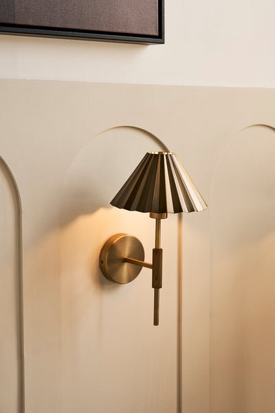 Wycombe Umbrella Pleated Wall Light - Brass - Barkers Home of Interiors Showroom - Industville Lighting UK