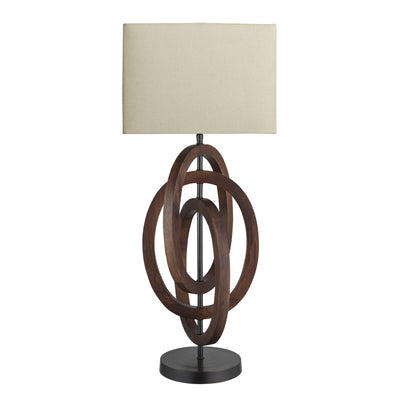 Wooden Geometric Circle Table Lamp - Walnut
