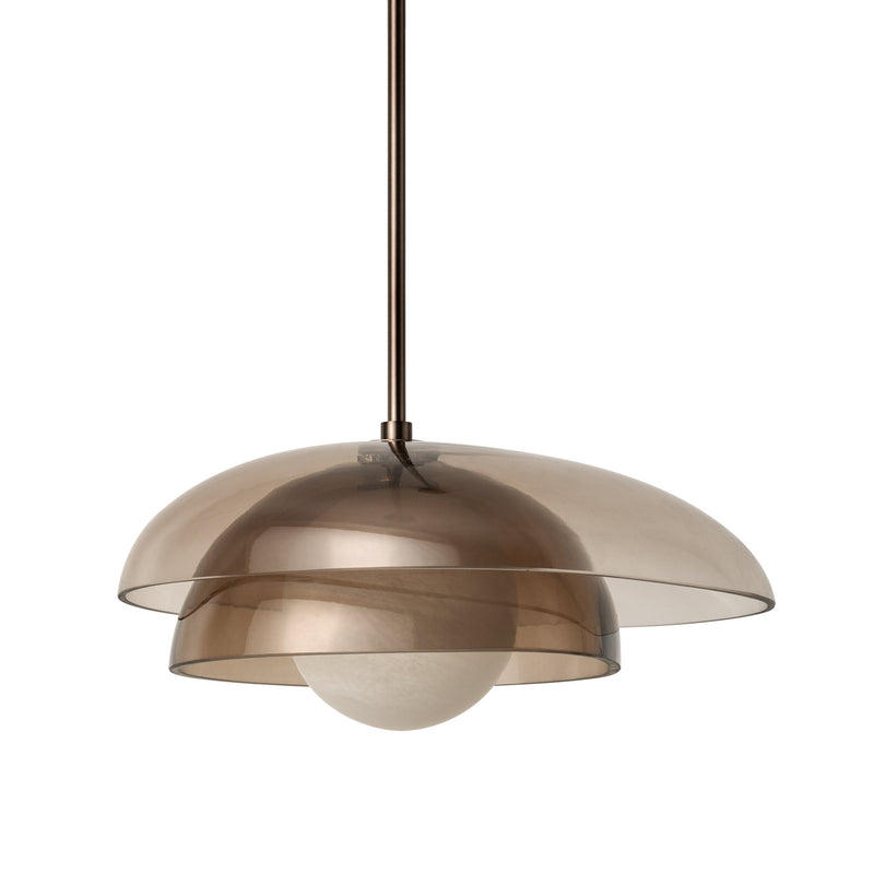 Dulwich Layered Macha Glass Pendant Light in Bronze finish, close up of the shade_ DW-SGL-LYP12-MO-BH