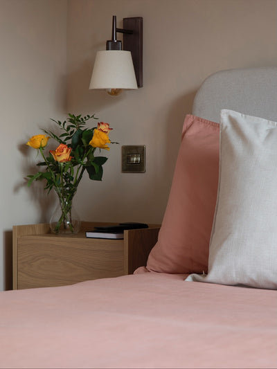 Bronze Henley Single Wall Light with Cotton Shade