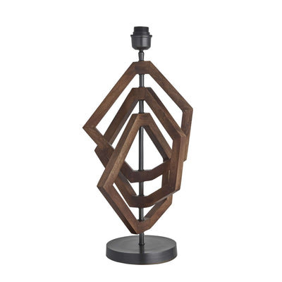 Wooden Geometric Polygon Table Lamp - Base Only - Natural Fibre, Wood & Stone Lights - Industville Lighting UK