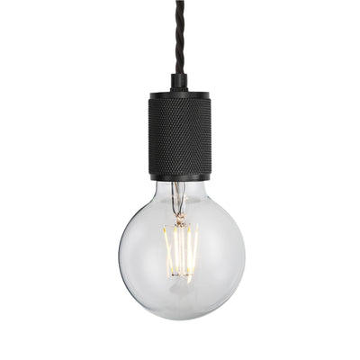 Black Knurled Edison Pendant Light - 1 Wire - Industville KN-E1WP-BK