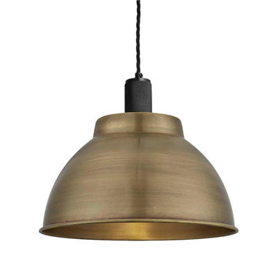 Brass with Black Holder Knurled Dome Pendant - 13 Inch - Industville KN-DP13-B-BKH